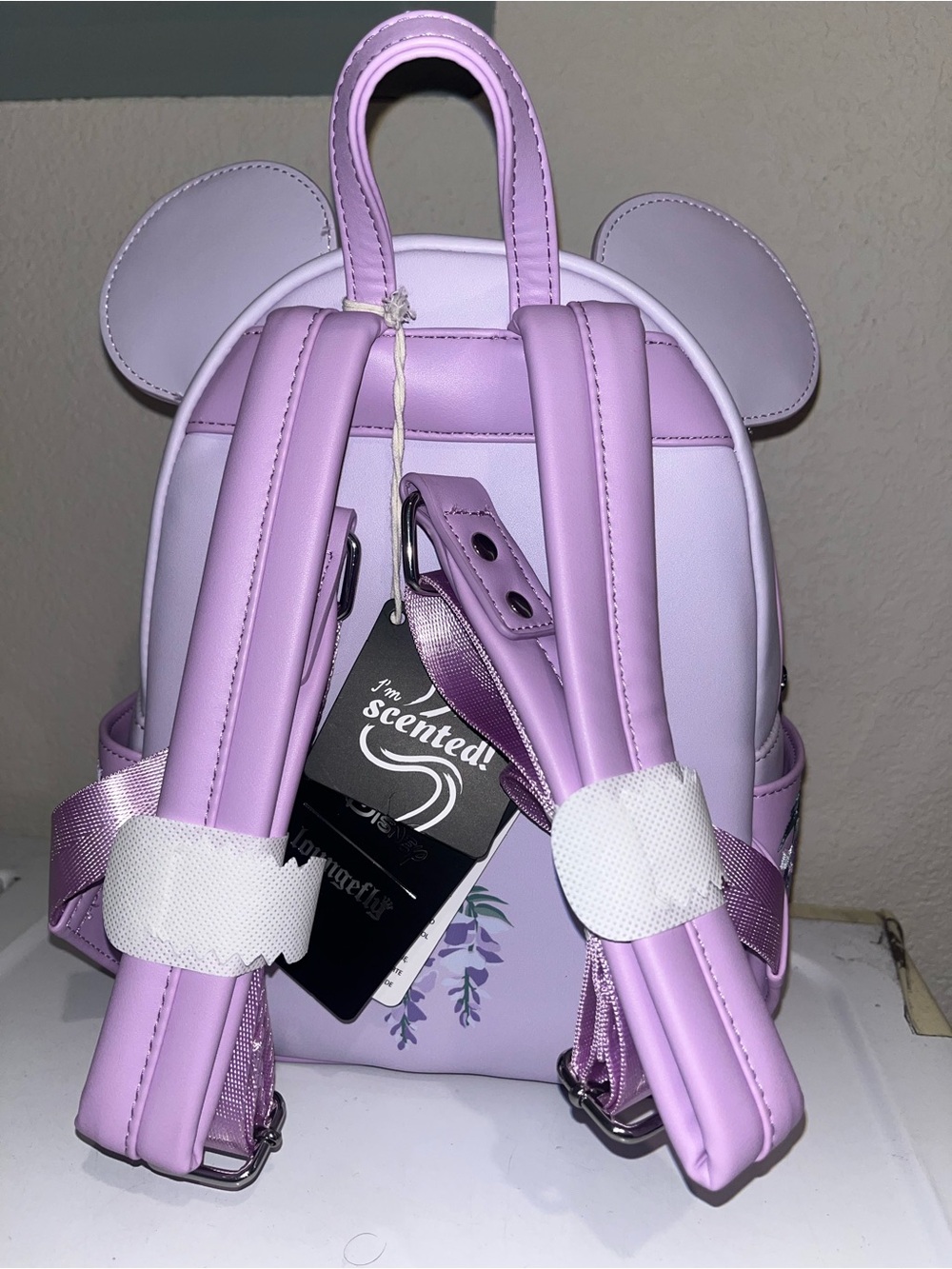 Loungefly Lavender Floral Wisteria Mini Backpack with Bow - Picture 2 of 3